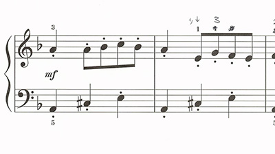 「新版 みんなのオルガン・ピアノの本 4」 「マラゲーニャ」の楽譜の画像